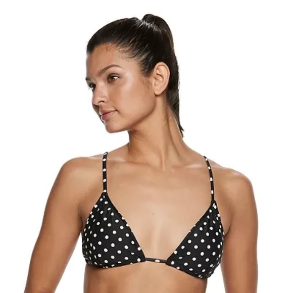 We Wore What Black Polka Dot Triangle String Bikini Top Size Small - Picture 1 of 5